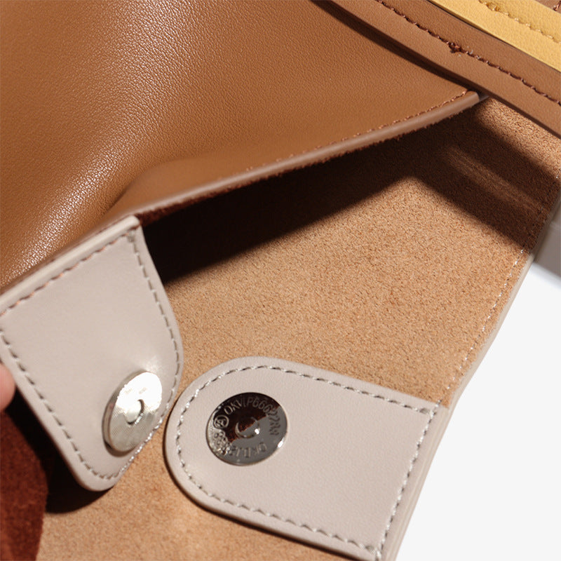 Women’s Two-Tone Genuine Leather Tote Bags with Interior Pouch image 5