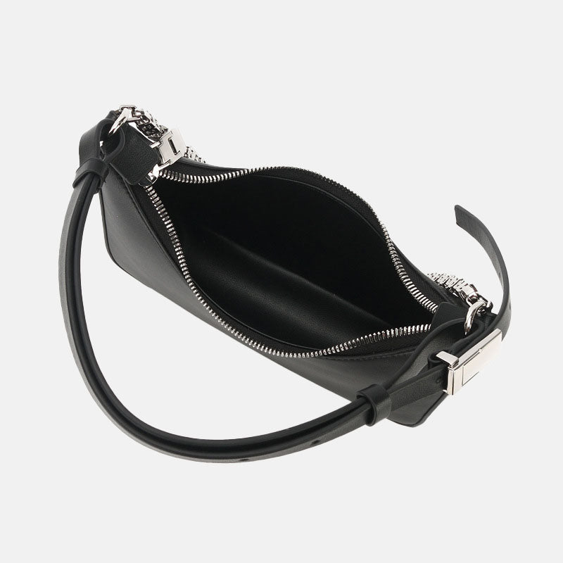 Women’s Genuine Leather Hobo Baguette Bags with Chains image 4