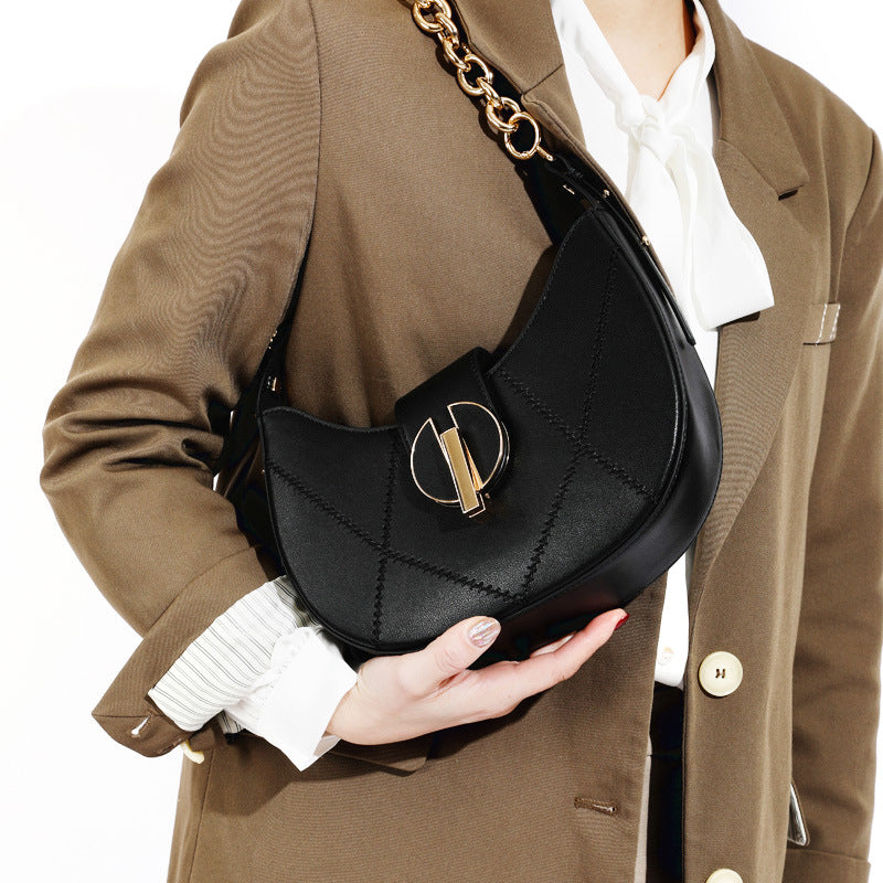 Women’s Leather Saddle Hobo Shoulder Bags with Chains image 8