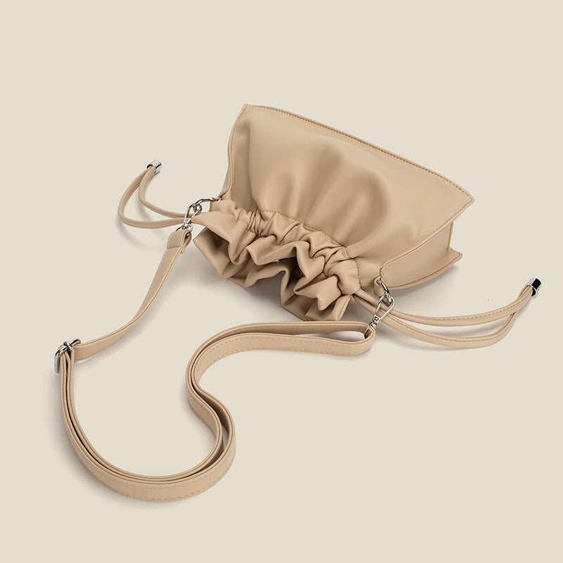 Women’s Slouchy Drawstring Bucket Bags Vegan Leather image 3
