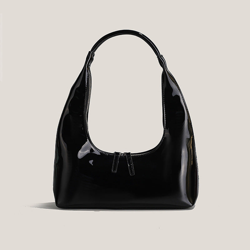 Women’s Hobo Baguette Shoulder Bags in Vegan Patent Leather image