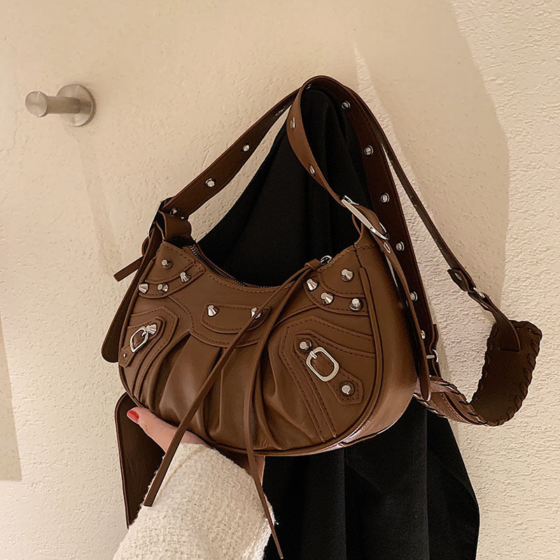 Women’s Studs Hobo Shoulder Bags with Wristlet image 10