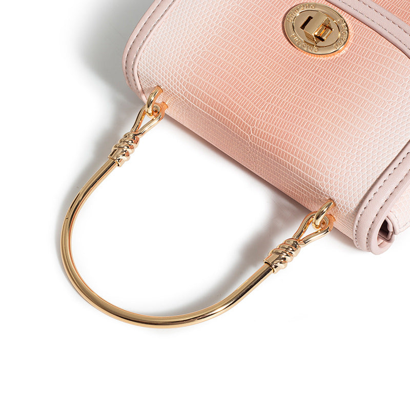 Women’s Pink Mini Lizard Print Top Handle Purse image 6