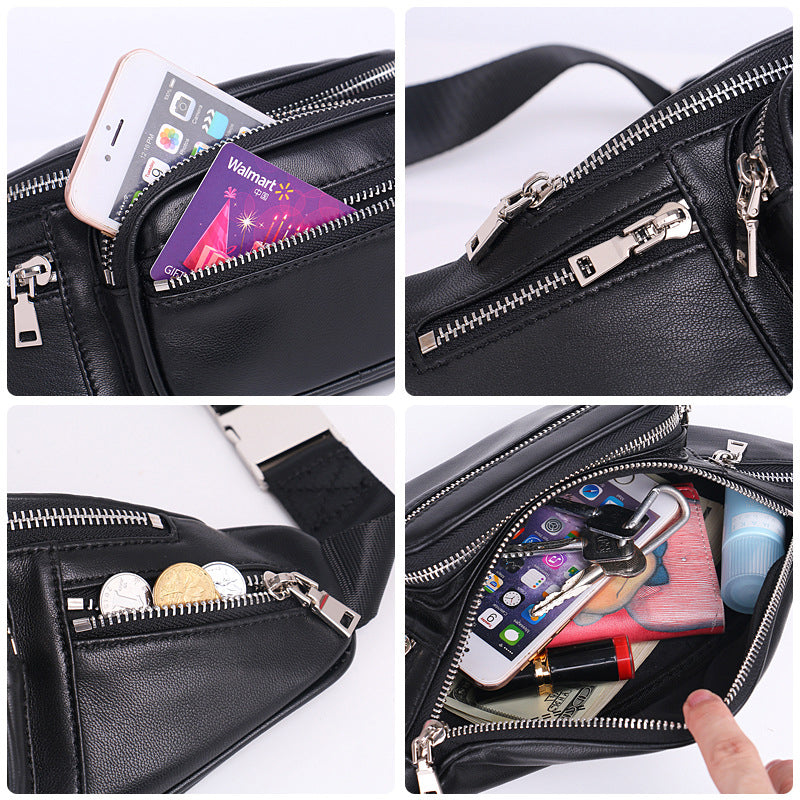 Women’s Genuine Leather Zippers Waist Bags Fanny Packs image 7