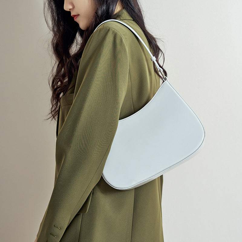 Women’s Minimal Genuine Leather Baguette Bags image 5