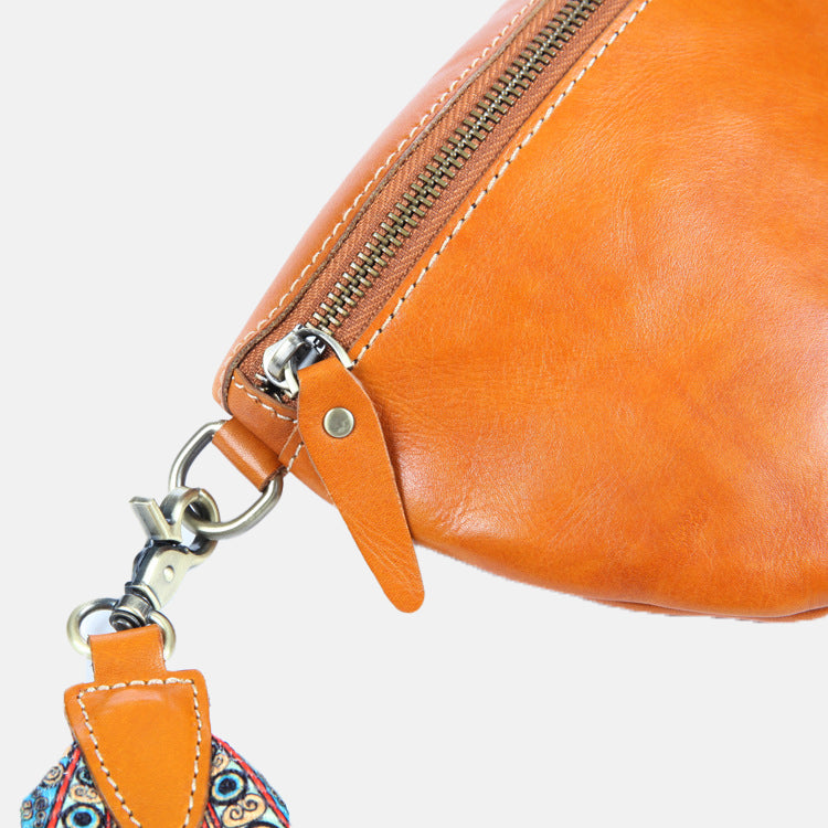 Women’s Wide Floral Strap Genuine Leather Fanny Packs image 5