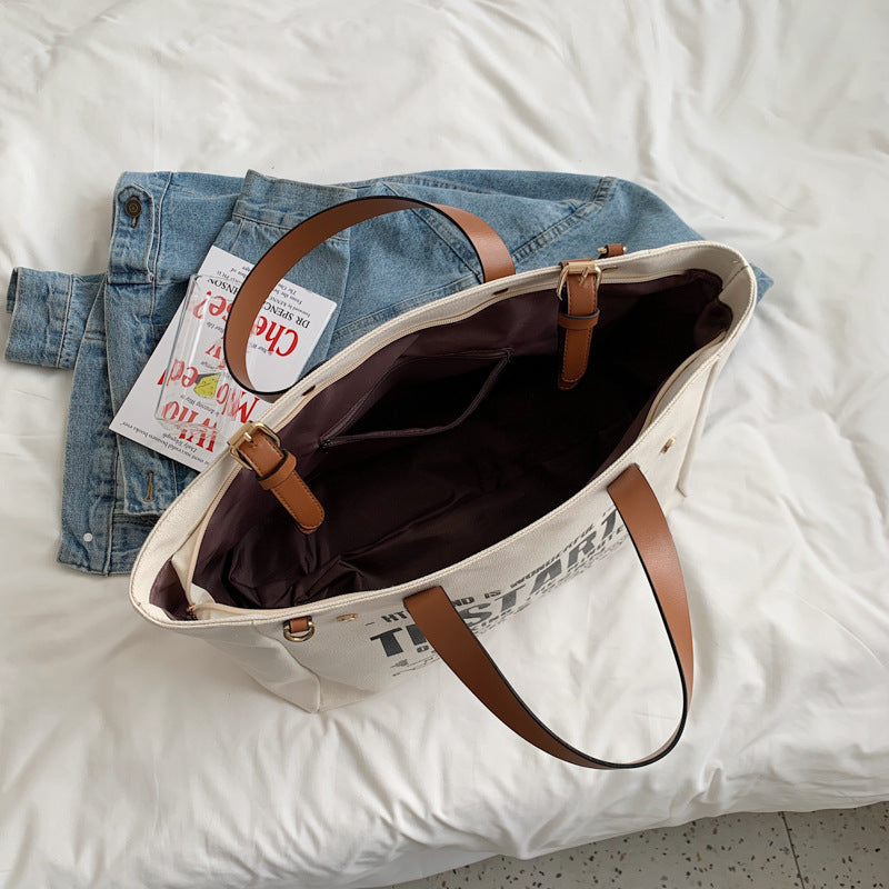 Women’s Letter Print Large Canvas Tote Bags image 7