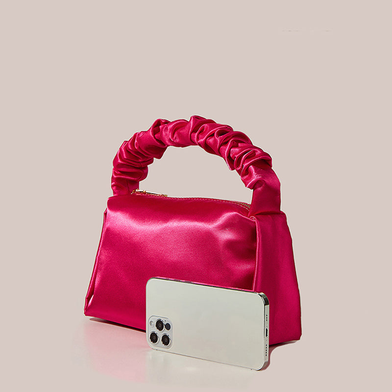 Women’s Hot Pink Slouchy Handle Clutch Bags in Satin image 4