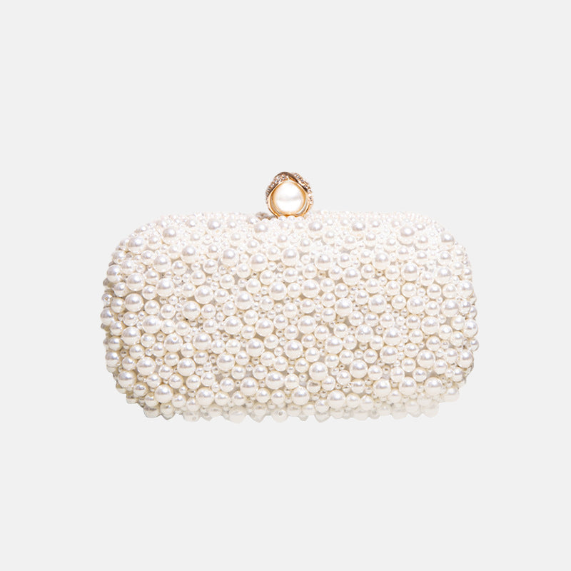 Women’s White Pearls Beaded Evening Clutch Bags image