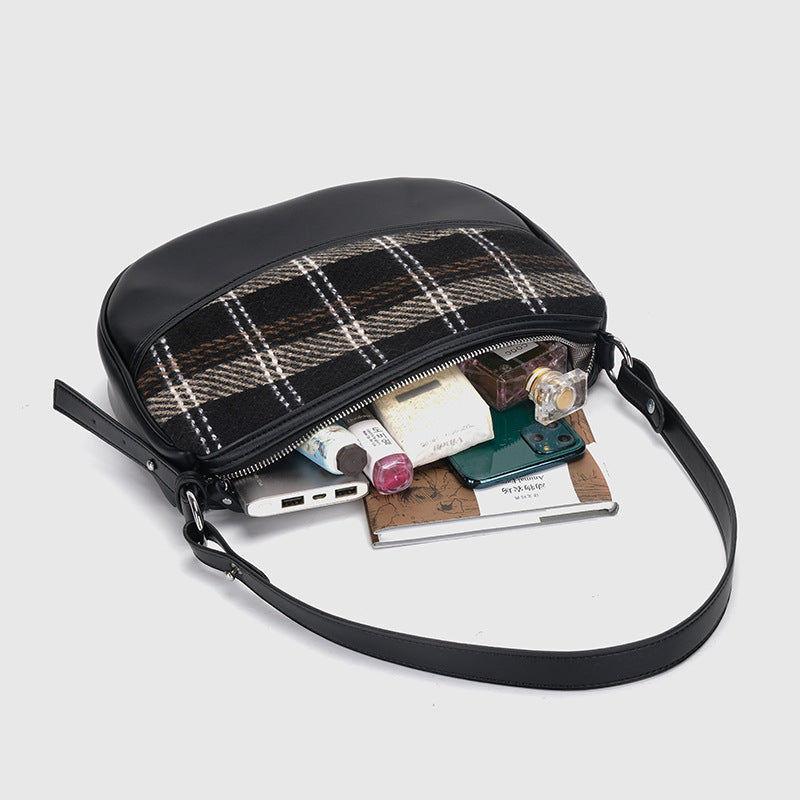 Women’s Plaid Baguette Shoulder Bags in Vegan Leather image 4