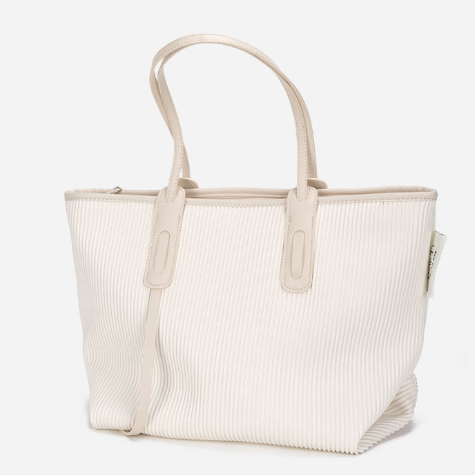 Women’s Striped Vegan Tote Bags with Letter Strap image 3