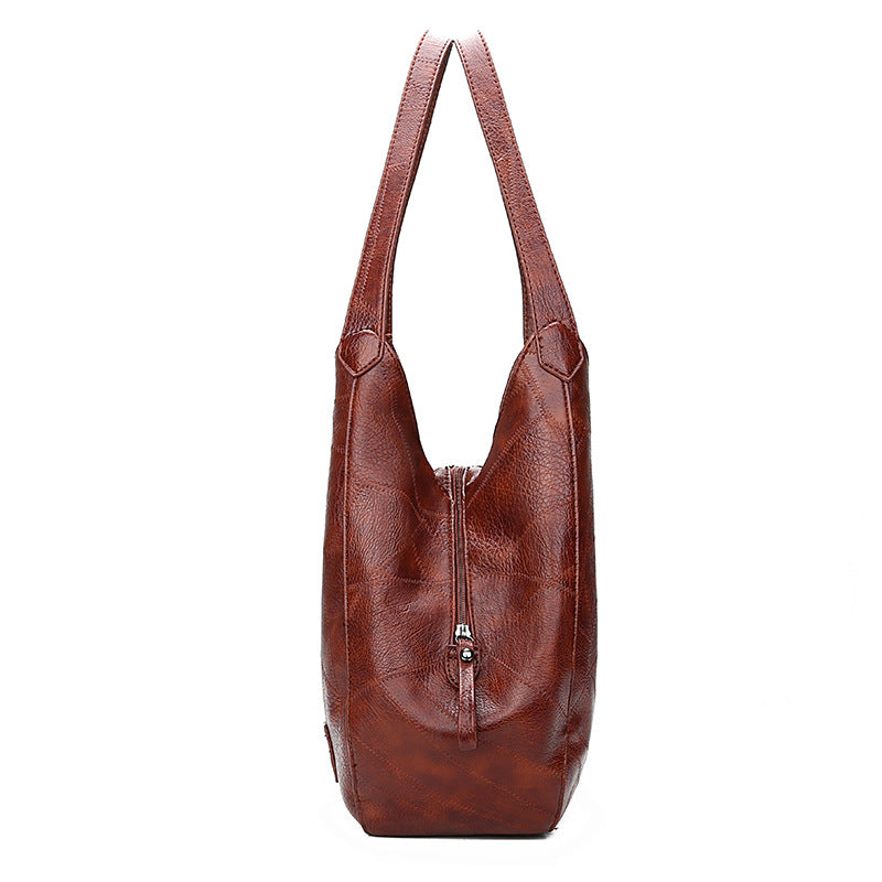 Women’s Stitching Vintage Hobo Tote Bags in Soft Vegan Leather image 2