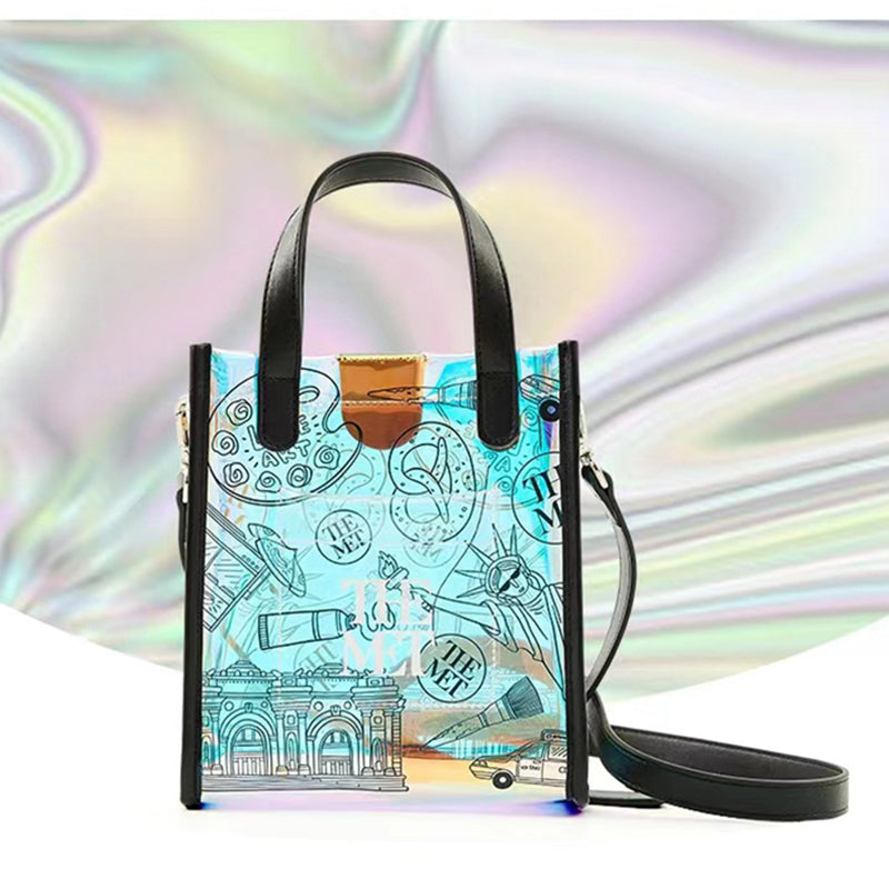 Women’s Graffiti Holographic Mini Clear Tote Bags image 2