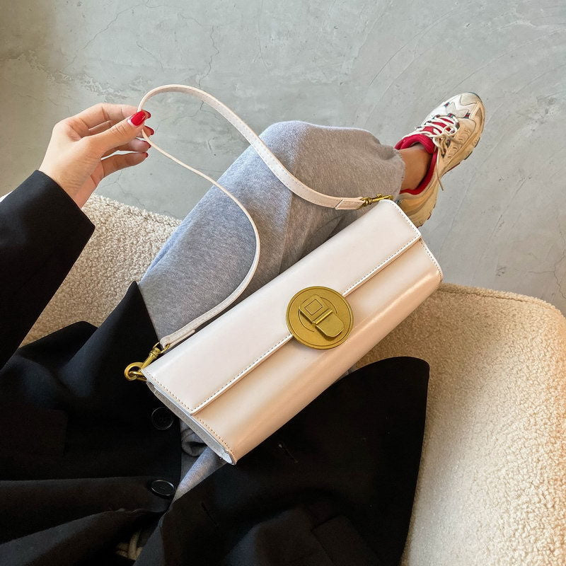 Women’s Cans Buckle Minimal Long Baguette Bags image 4