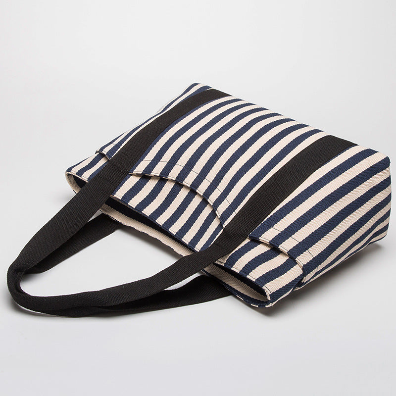 Women’s Large Stripes Canvas Tote Bags image 2