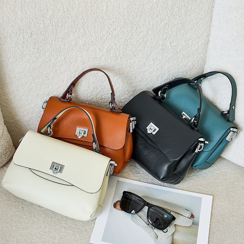 Women’s Lychee Grain Genuine Leather Top Handle Satchels image 7