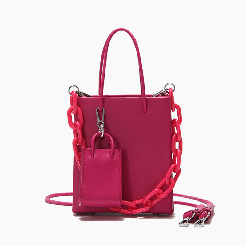 Women’s Hot Pink Tote Handbags with Mini bags – Multi Straps image