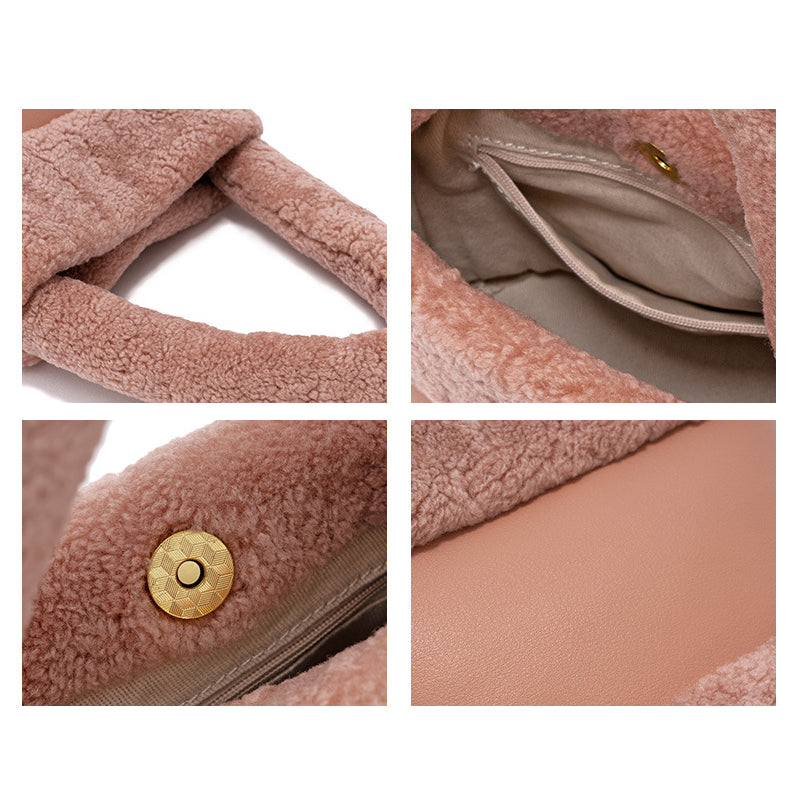 Women’s Furry Genuine Lambskin Mini Bucket Bags image 9
