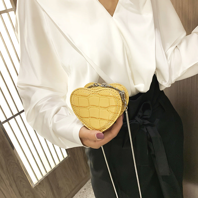 Women’s Croc Embossed Heart Shape Mini Purse image 9