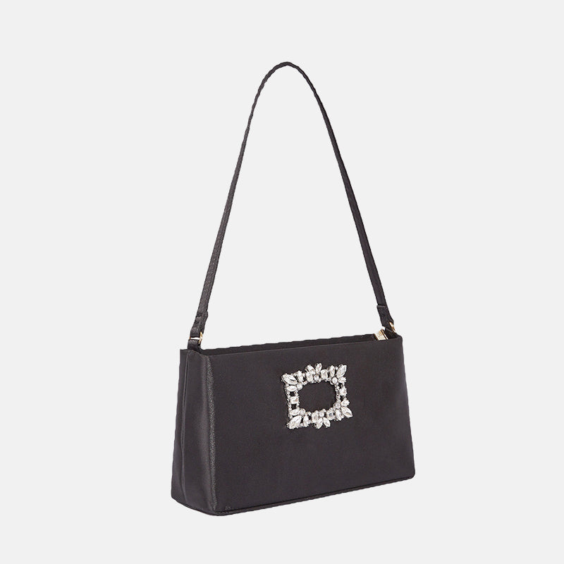 Women’s Black Satin Rhinestone Evening Bags image