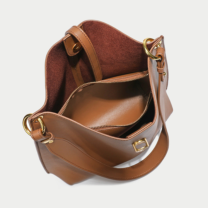 Women’s Leather Shoulder Tote Bags with Interior Pouch image 6