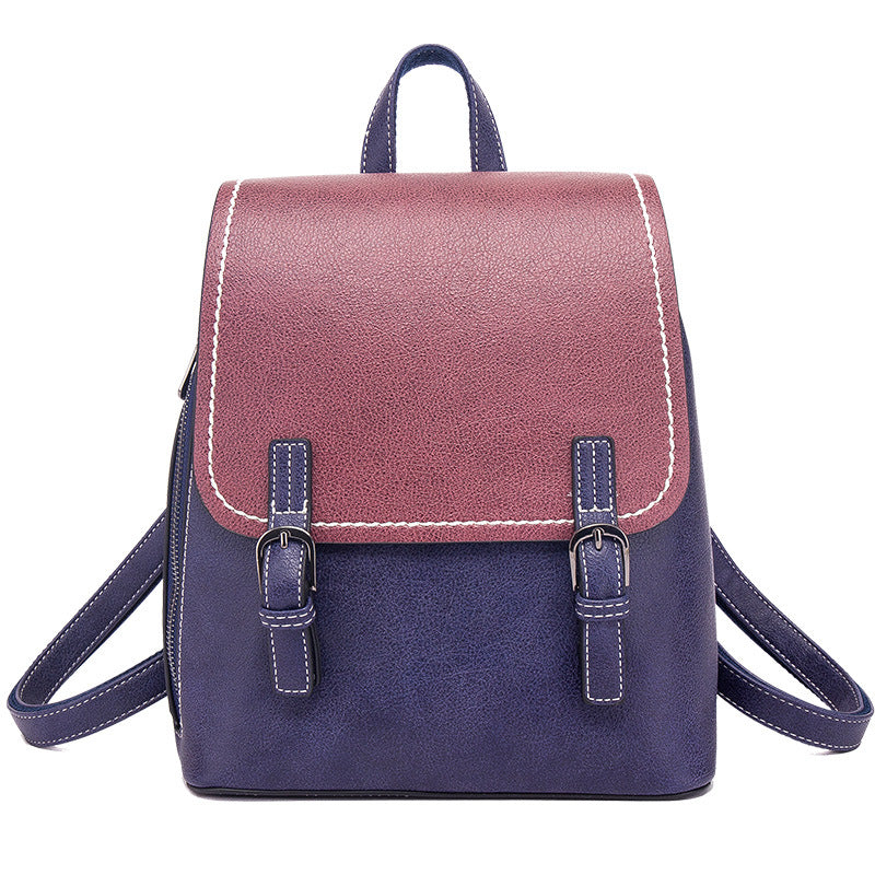 Women’s Vegan Leather Contrast Color Backpacks image 6