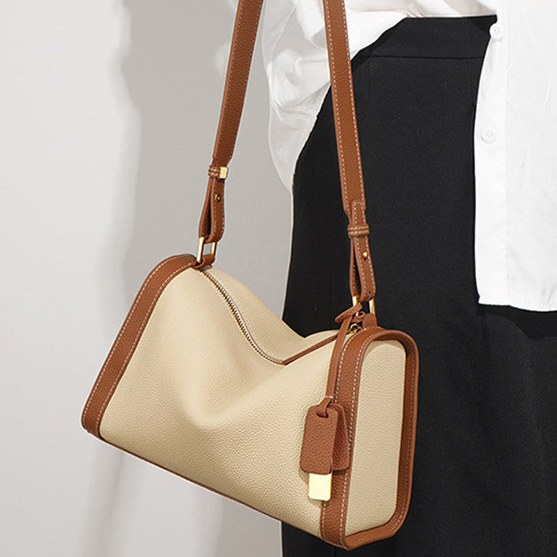 Women’s Genuine Leather Minimal Shoulder Baguette Bags image 2