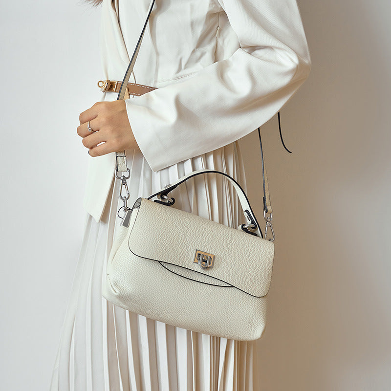 Women’s Lychee Grain Genuine Leather Top Handle Satchels image 2