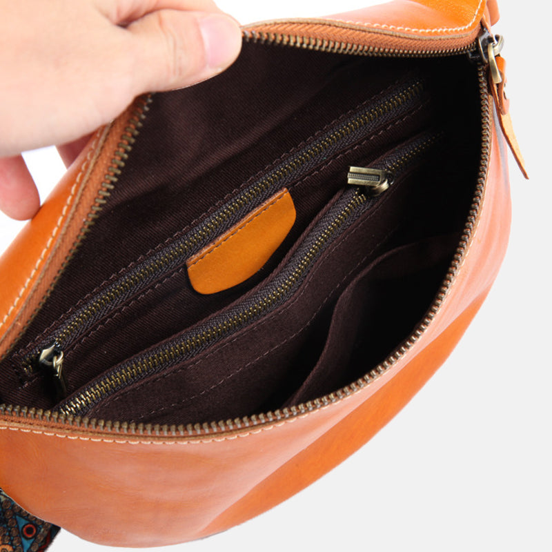 Women’s Wide Floral Strap Genuine Leather Fanny Packs image 6