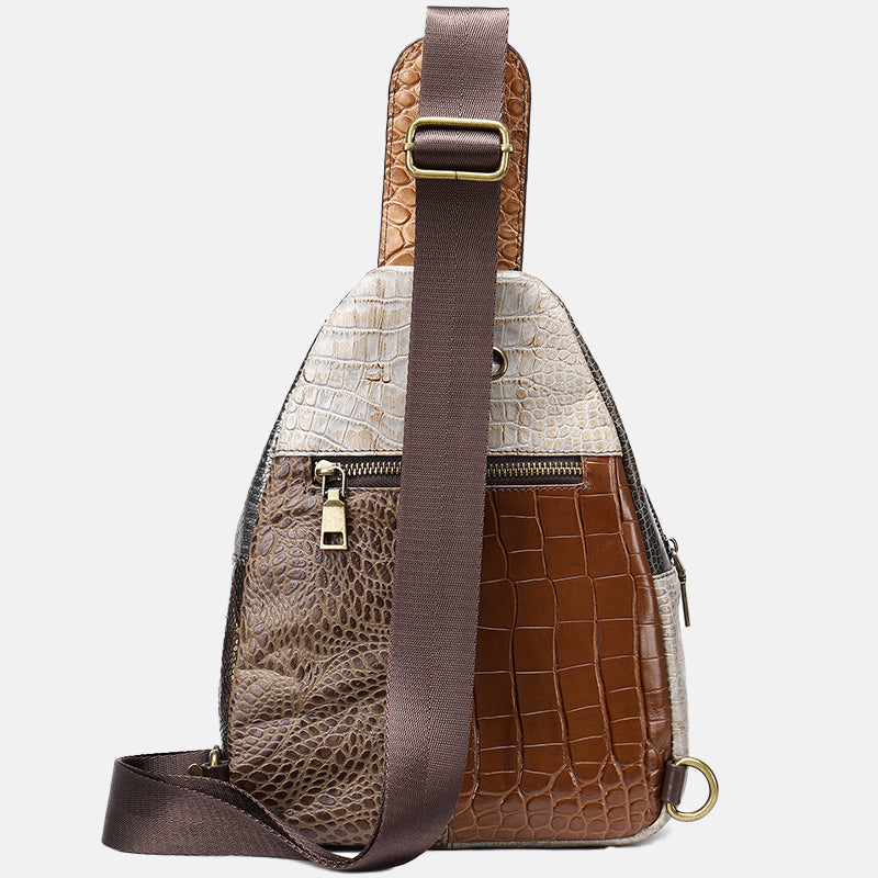 Women’s Stitching Genuine Leather Crossbody Sling Bags image 3