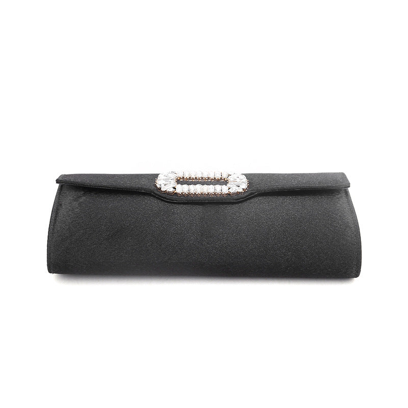 Women’s Rhinestone Evening Long Clutch Bags with Chains Black image 4