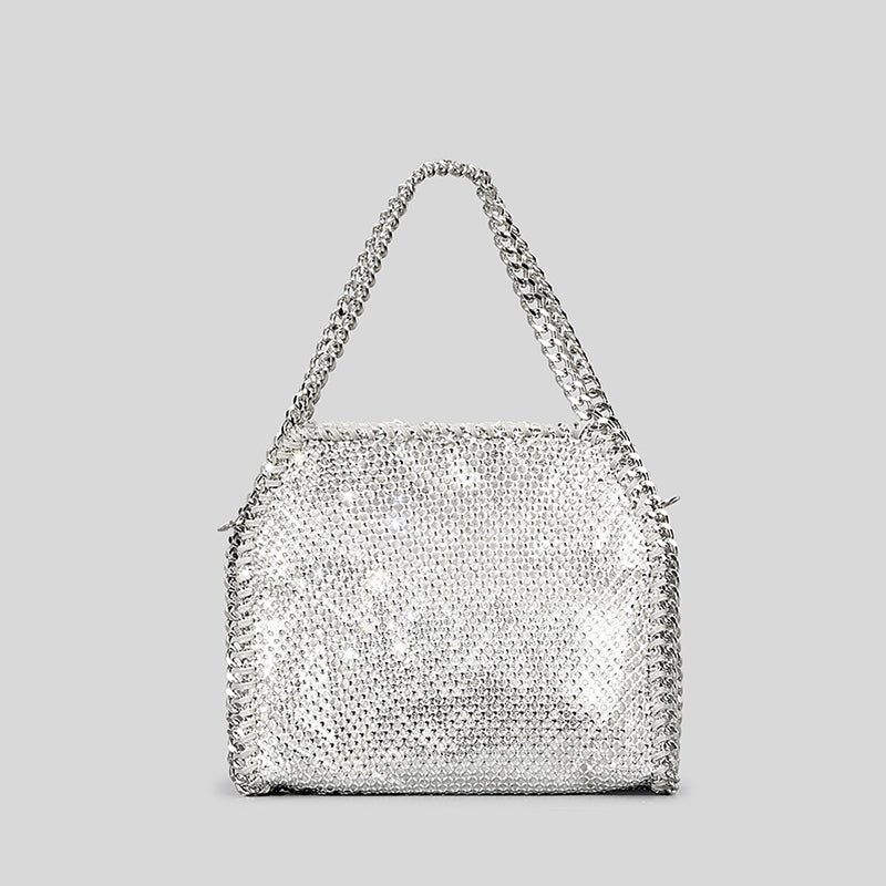 Women’s Rhinestone Woven Chains Hobo Evening Purse image