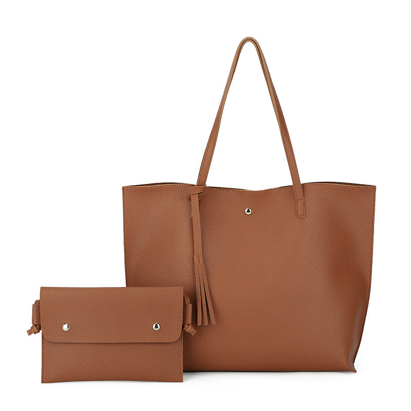 Women’s Vegan Leather Tote Bags with Mini Purse image 3