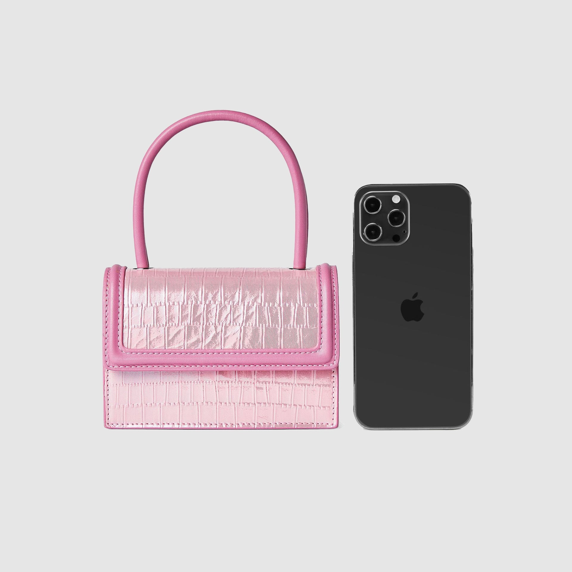 Women’s Leather Mini Top Handle Bags Croc Embossed image 2