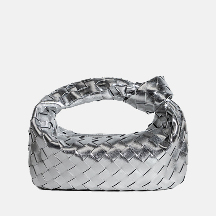 Women’s Metallic Woven Tie Clutch Bags in Genuine Leather image