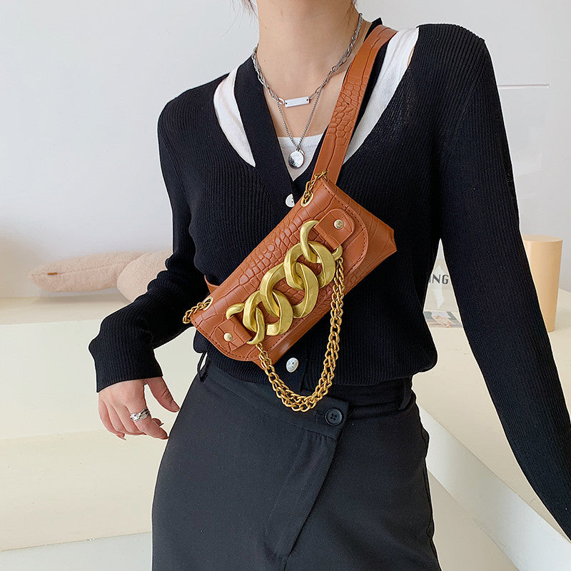 Women’s Croc Embossed Chains Waist Bags image 3