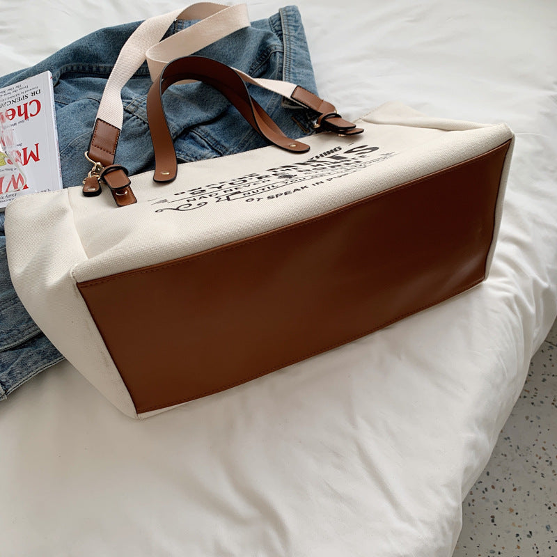 Women’s Letter Print Large Canvas Tote Bags image 8