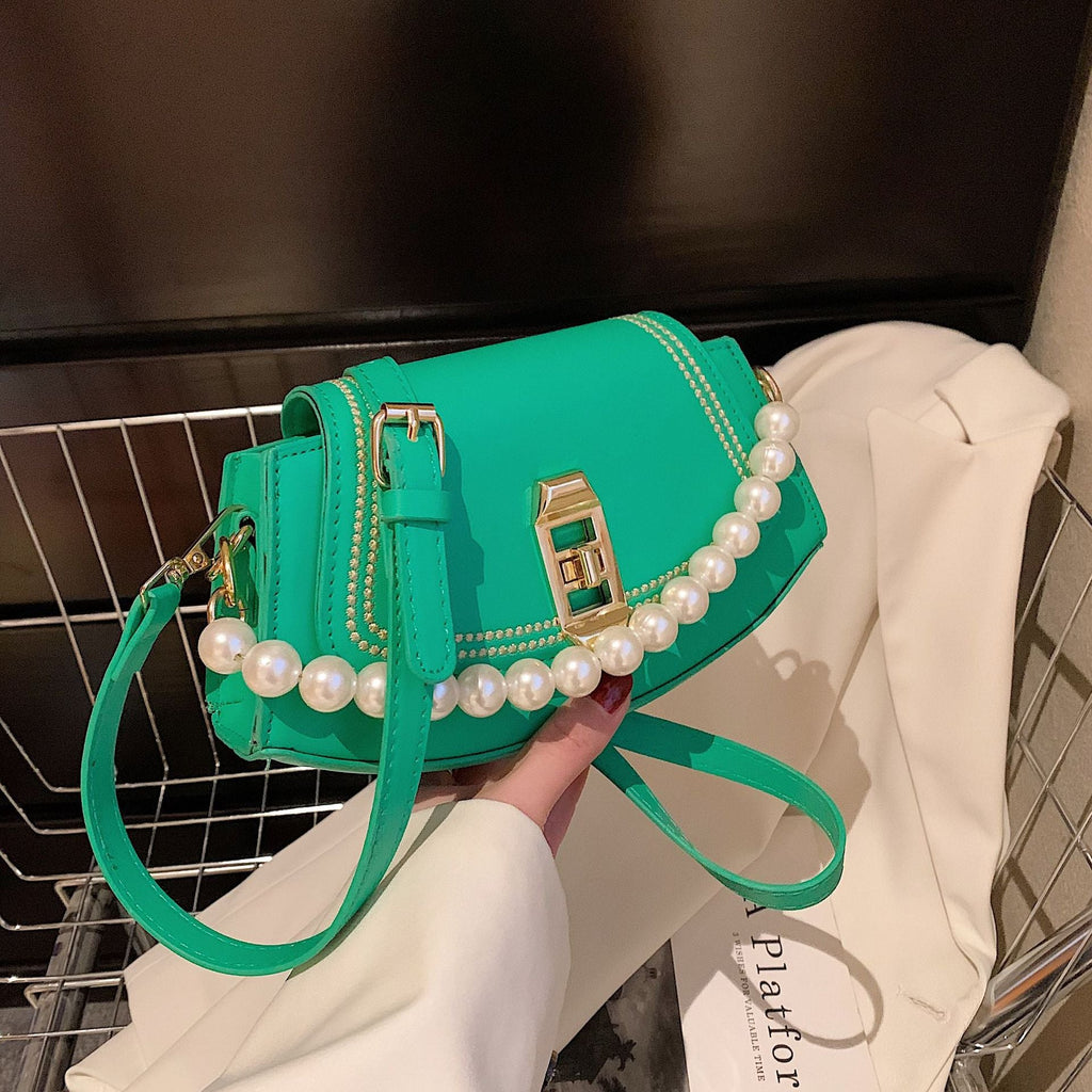 Women’s Pearls Flap Vegan Shoulder Bags image 6