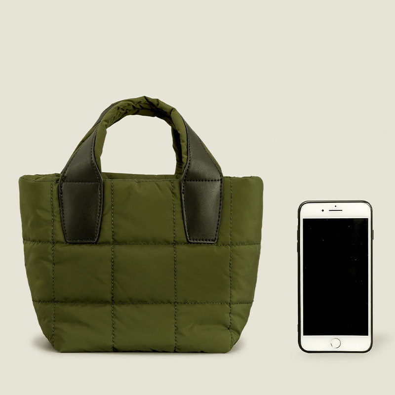 Women’s Quilted Puffer Dual Handle Tote Bags with Shoulder Strap image 6