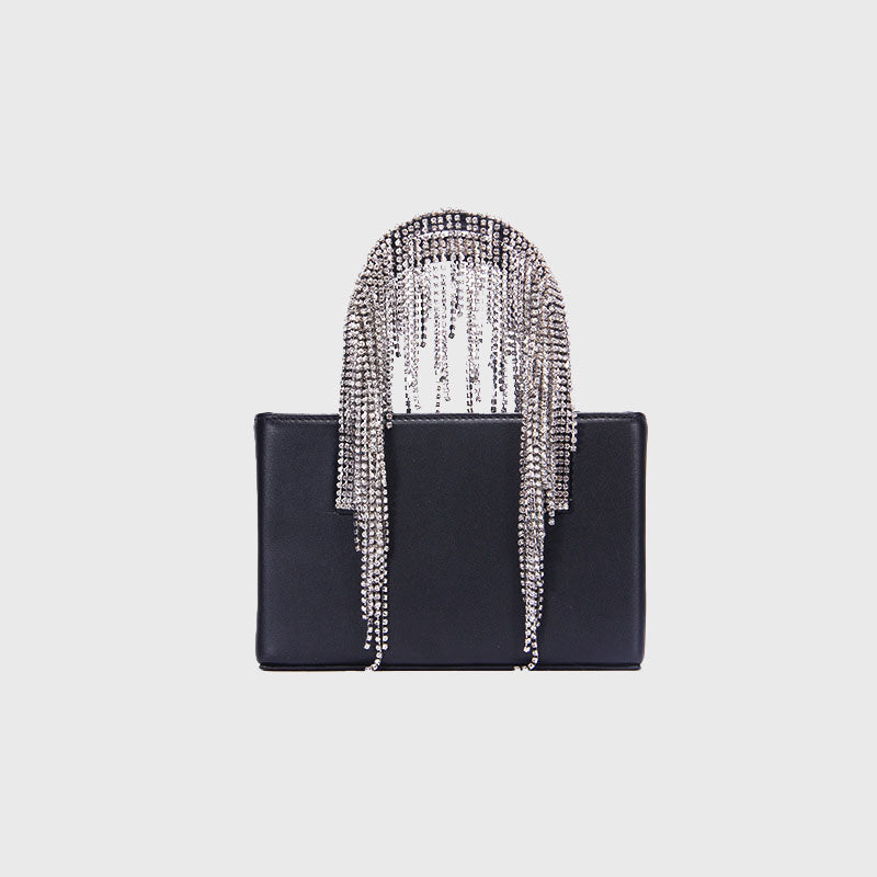 Women’s Small Rhinestones Fringe Evening Hand Clutch Bags image