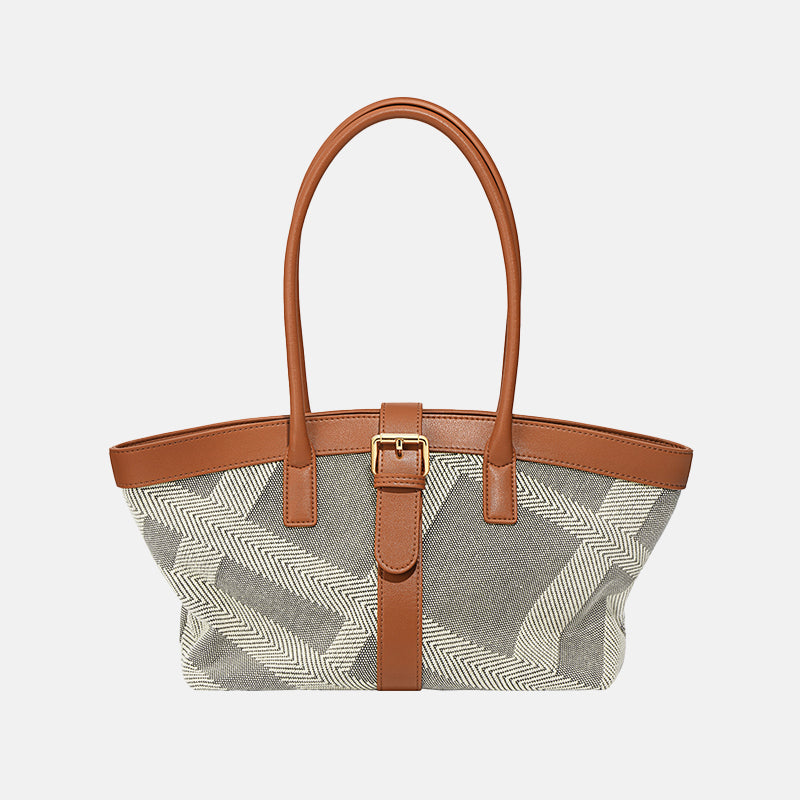 Women’s Canvas & Genuine Leather Two Tone Large Shoulder Tote Bags image