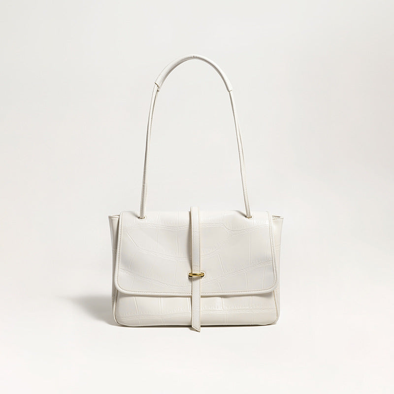 Women’s Stone Grain Vegan Leather Shoulder Bags with Strap image 2