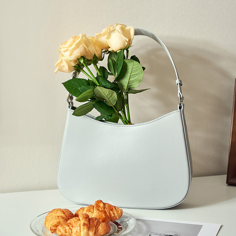 Women’s Minimal Genuine Leather Baguette Bags image 6