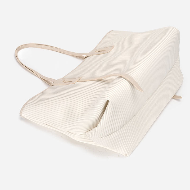 Women’s Striped Vegan Tote Bags with Letter Strap image 4