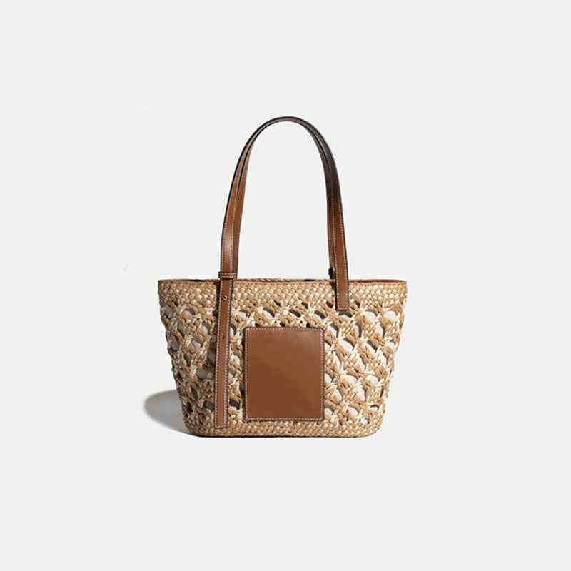 Women’s Genuine Leather Woven Traveller Tote Bags image 2