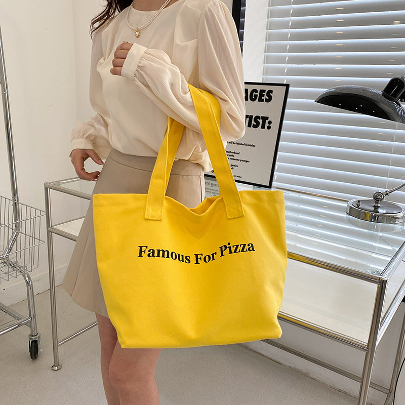 Women’s Letter Print Canvas Shopping Tote image 9