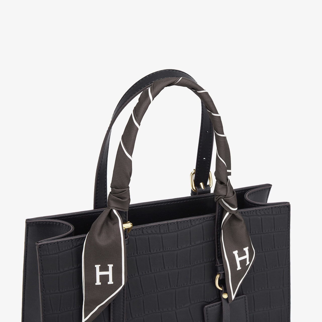 Women’s Croc Print Scarf Top Handle Satchels in Genuine Leather image 5