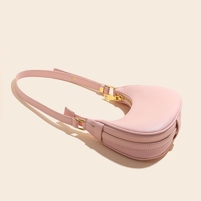 Women’s Minimal Genuine Leather Hobo Baguette Bags image 4