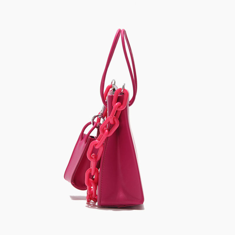 Women’s Hot Pink Tote Handbags with Mini bags – Multi Straps image 3
