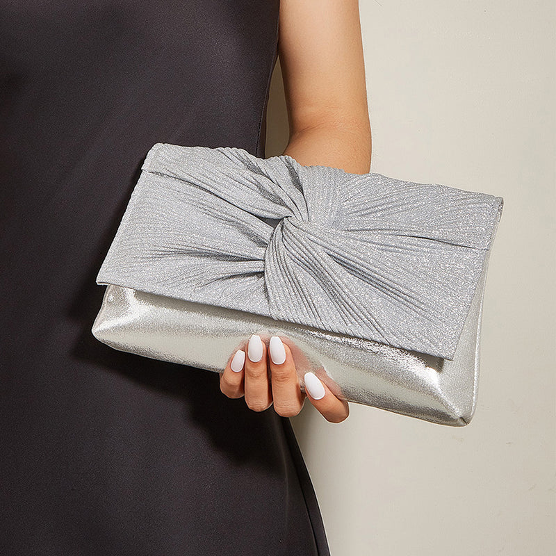 Women’s Ruched Glitter Flap Evening Clutch Bags image 6